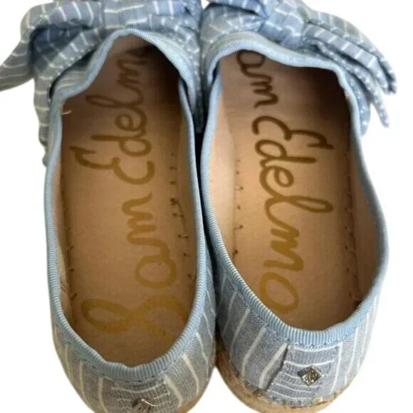 Sam Edelman Ciara Blue Stripe Bow Platform Espadrilles - Picture 6 of 10
